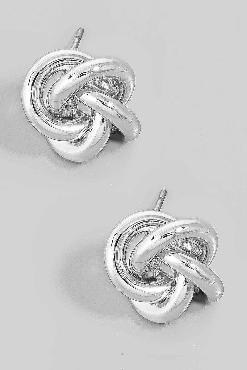 Small Metallic Knotted Stud Earrings