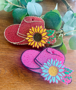 Flower Cowgirl Hat Car Freshie 
