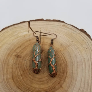 Wired Fluorite Crystal Pendant Earrings