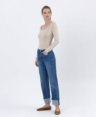 LOVERVET BY VERVET HIGH RISE CUFFED ANKLE STRAIGHT JEANS LV1608