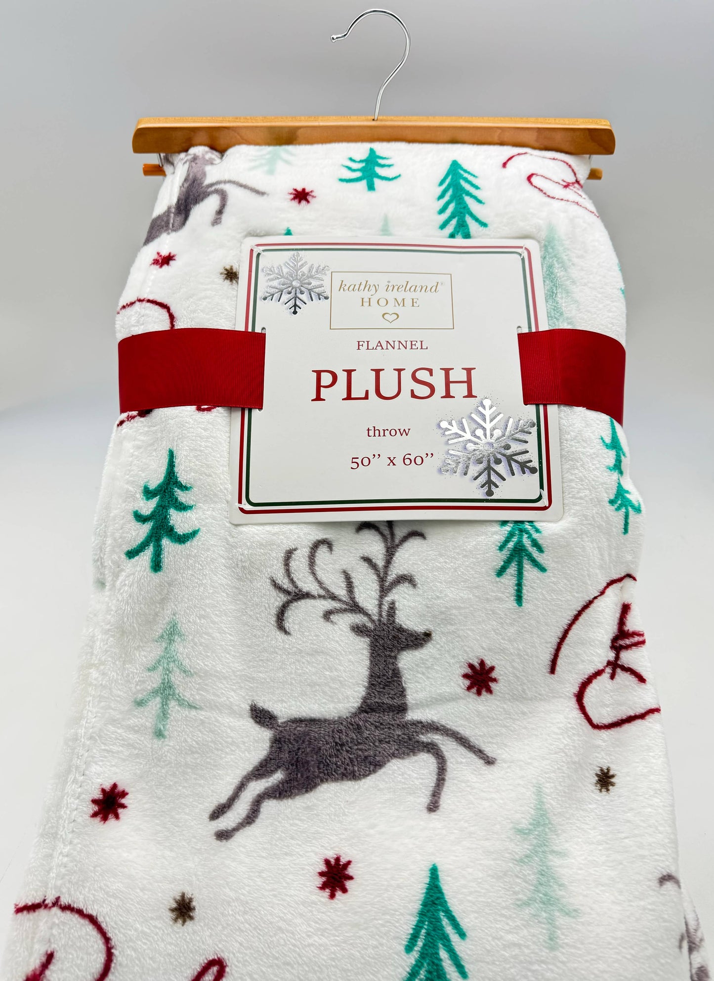 Kathy Ireland Christmas Flannel Fleece Plush Throw Blanket