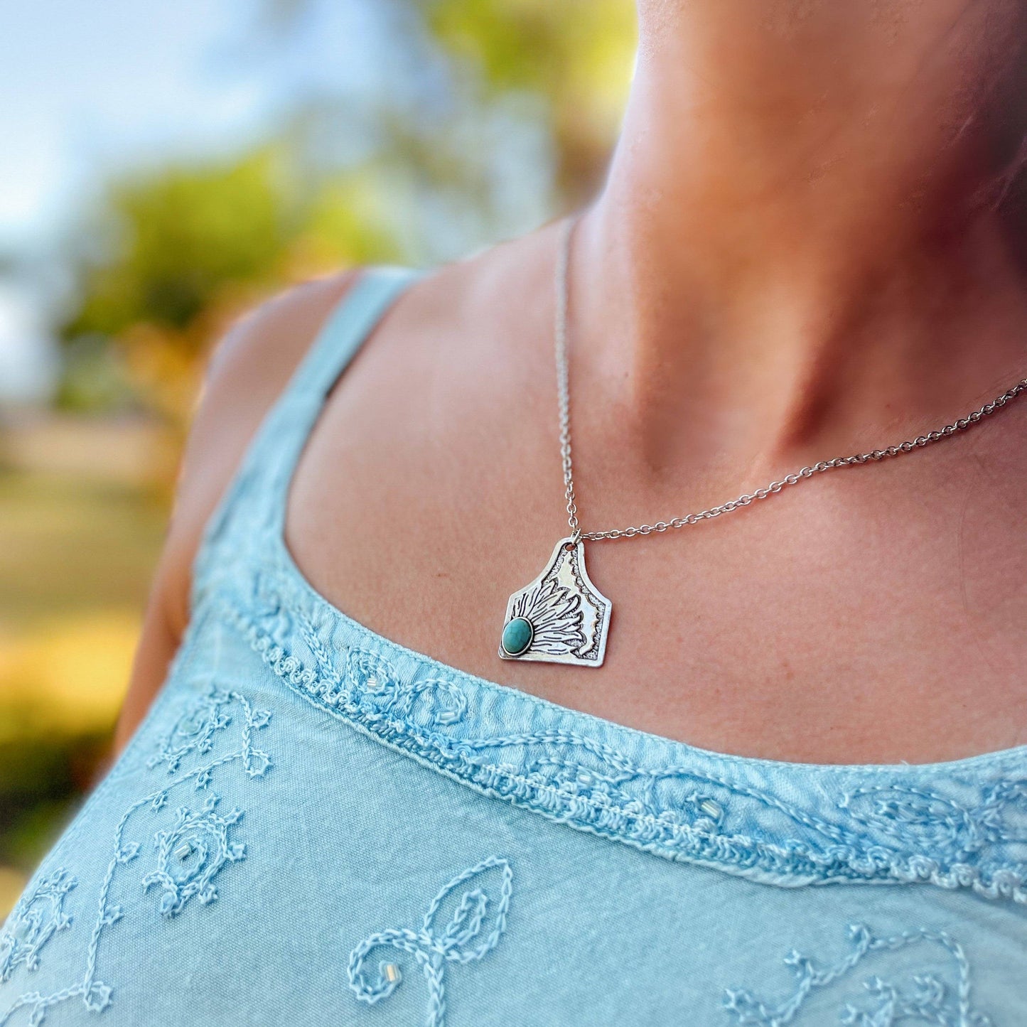 Sunflower Turquoise Necklace