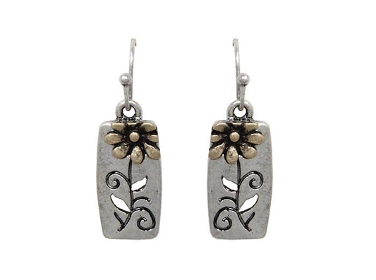 Silver w/ Gold Flower Earrings