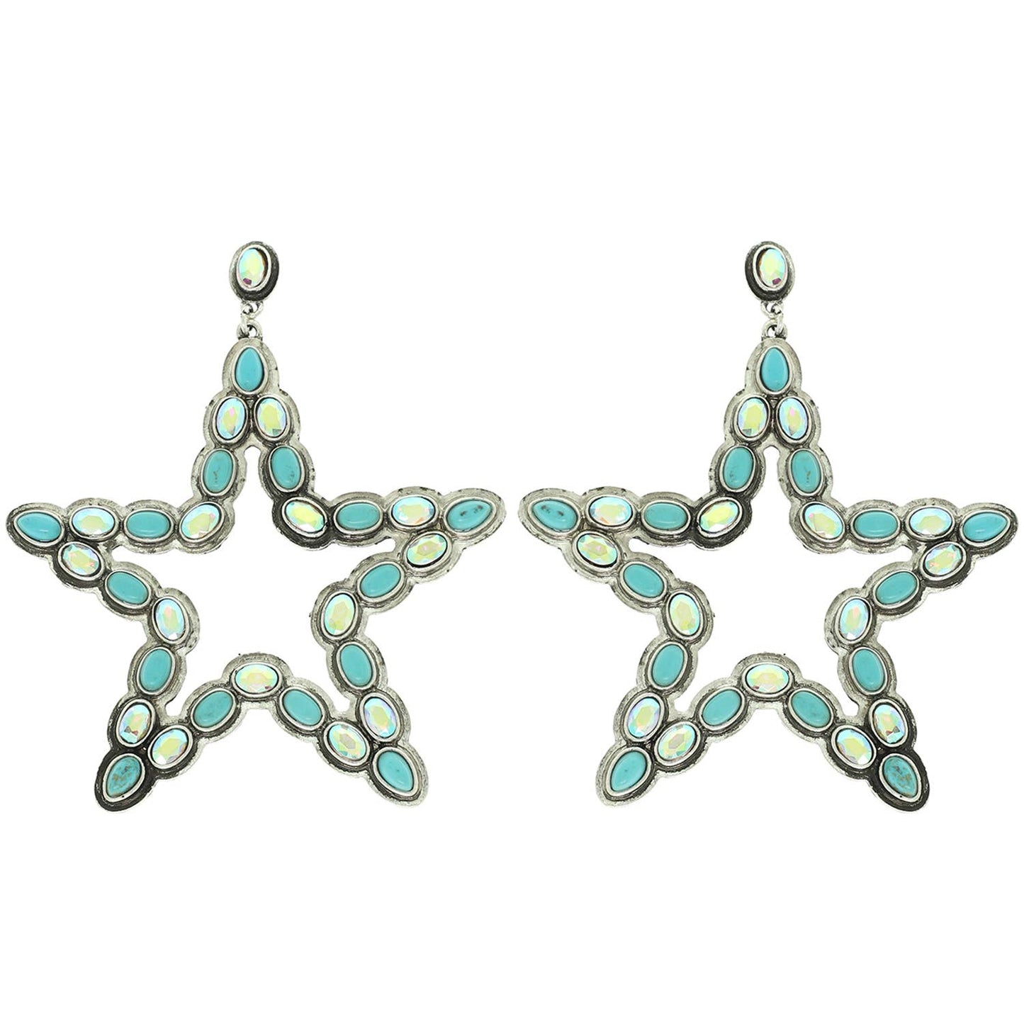 Western Turquoise Star Dangle Earrings