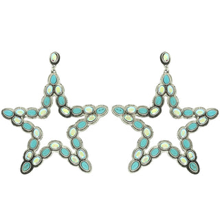 Western Turquoise Star Dangle Earrings