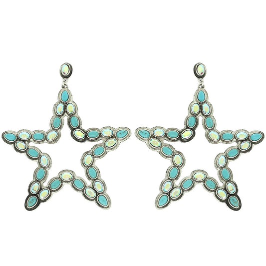 Western Turquoise Star Dangle Earrings