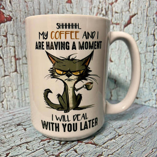 Funny Grumpy Cat & Coffee Cup 15oz Coffee Mug