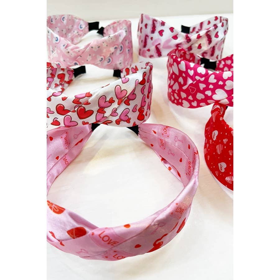 Satin Heart Print Headband