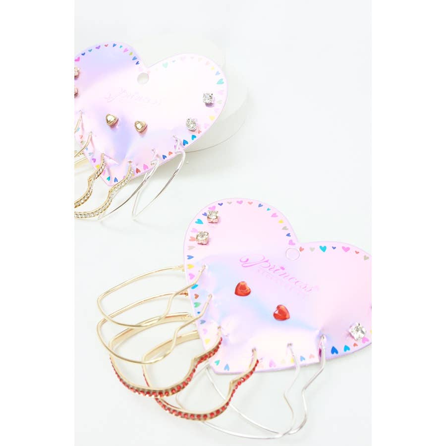 Heart Hoops and Stud Earrings Set