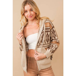 Aztec Geo Zip UP Pullover Hooded Sweater Jacket