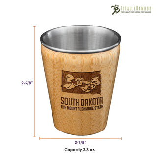 South Dakota Engraved Shot Glass, Bamboo & Stainless Steel