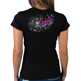**CLEARANCE**2025 Sturgis Motorcycle Rally Dandelion Black Ladies Tee