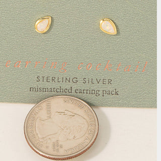 Sterling Silver Mini Cz Stud Earrings Set
