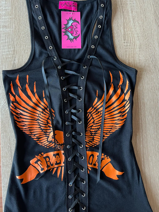 Freedom Eagle Sexy Graphic Biker Festival Sexy Graphic Corset Tank Top