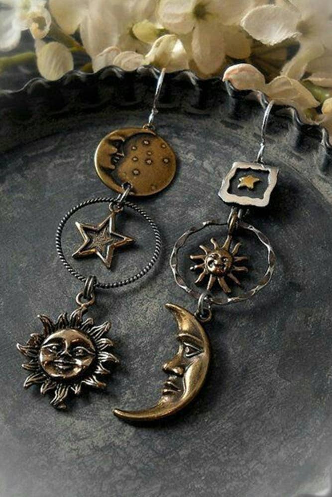 Moon Sun Metal Earrings ZK828