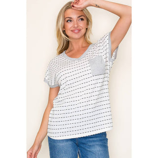 Staccato V NECK DOTTED STRIPED TOP