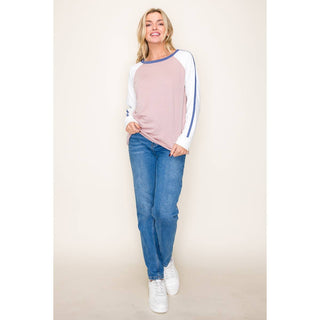 STACCATO ROUND NECK COLOR BLOCKED TOP