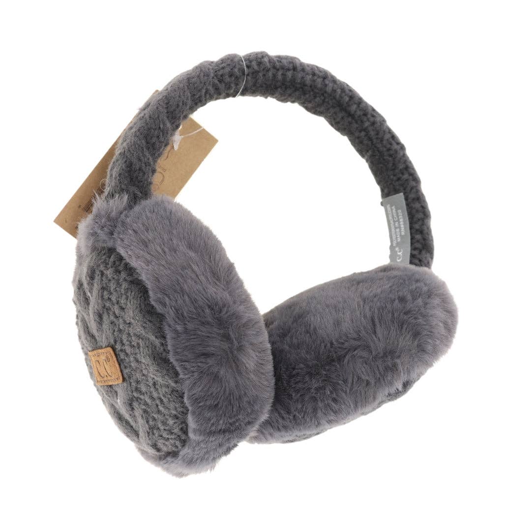 Cable Knit Faux Fur Earmuff EM3661