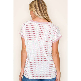 Staccato V NECK DOTTED STRIPED TOP