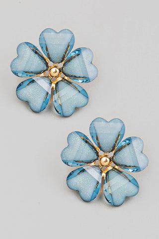 Heart Petal Flower Stud Earrings