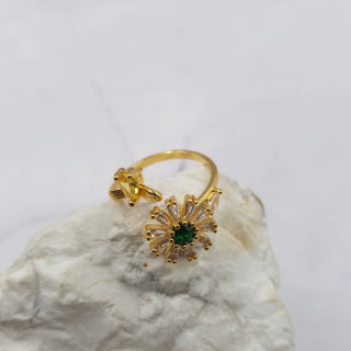 Crystal Sunflower Anxiety Rings - Adjustable fidget spinner
