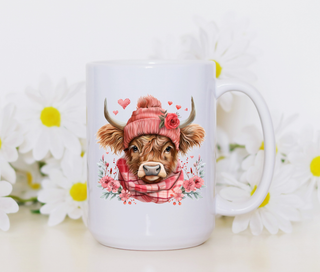 Roses & Highland Cow 15oz Coffee Mug