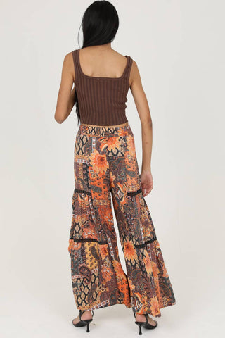Angie WIDE LEG PANTS WITH LACE INSERTS