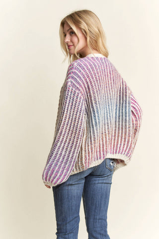 CLEARANCE MULTI COLOR OMBRE SWEATER CARDIGAN