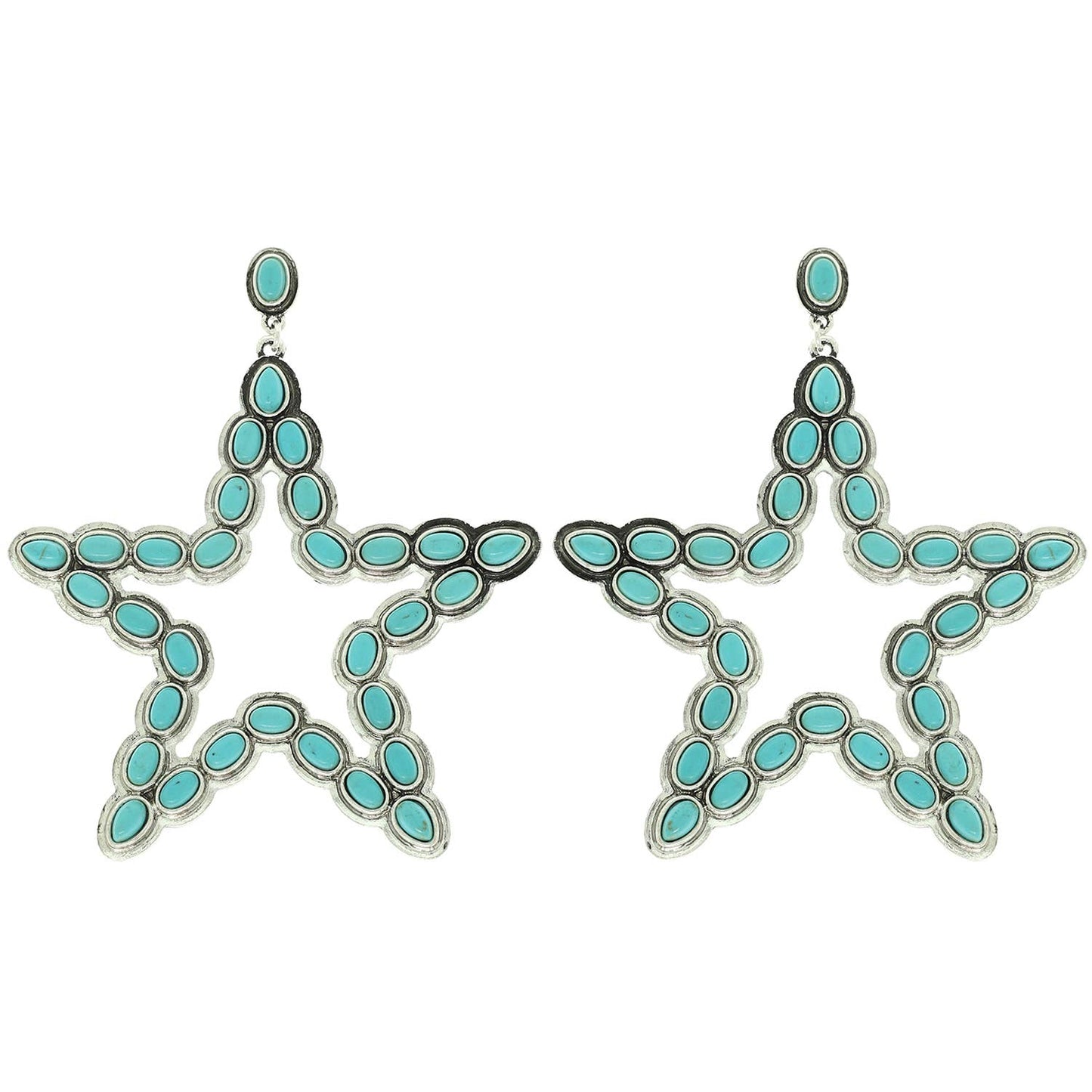 Western Turquoise Star Dangle Earrings