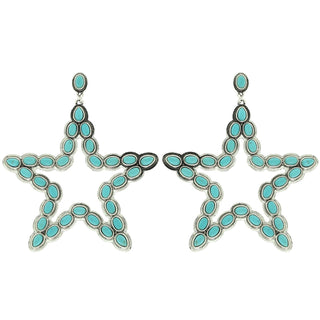 Western Turquoise Star Dangle Earrings