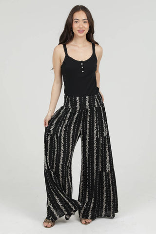 PRINTED WIDE LEG PANTS
