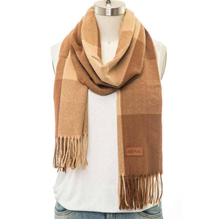 Plaid Print Cashmere Blend Scarf