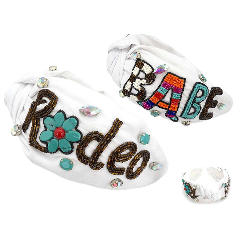 RODEO BABE FLOWER STONE BEAD CRYSTAL HAIR HEADBAND 20-0349