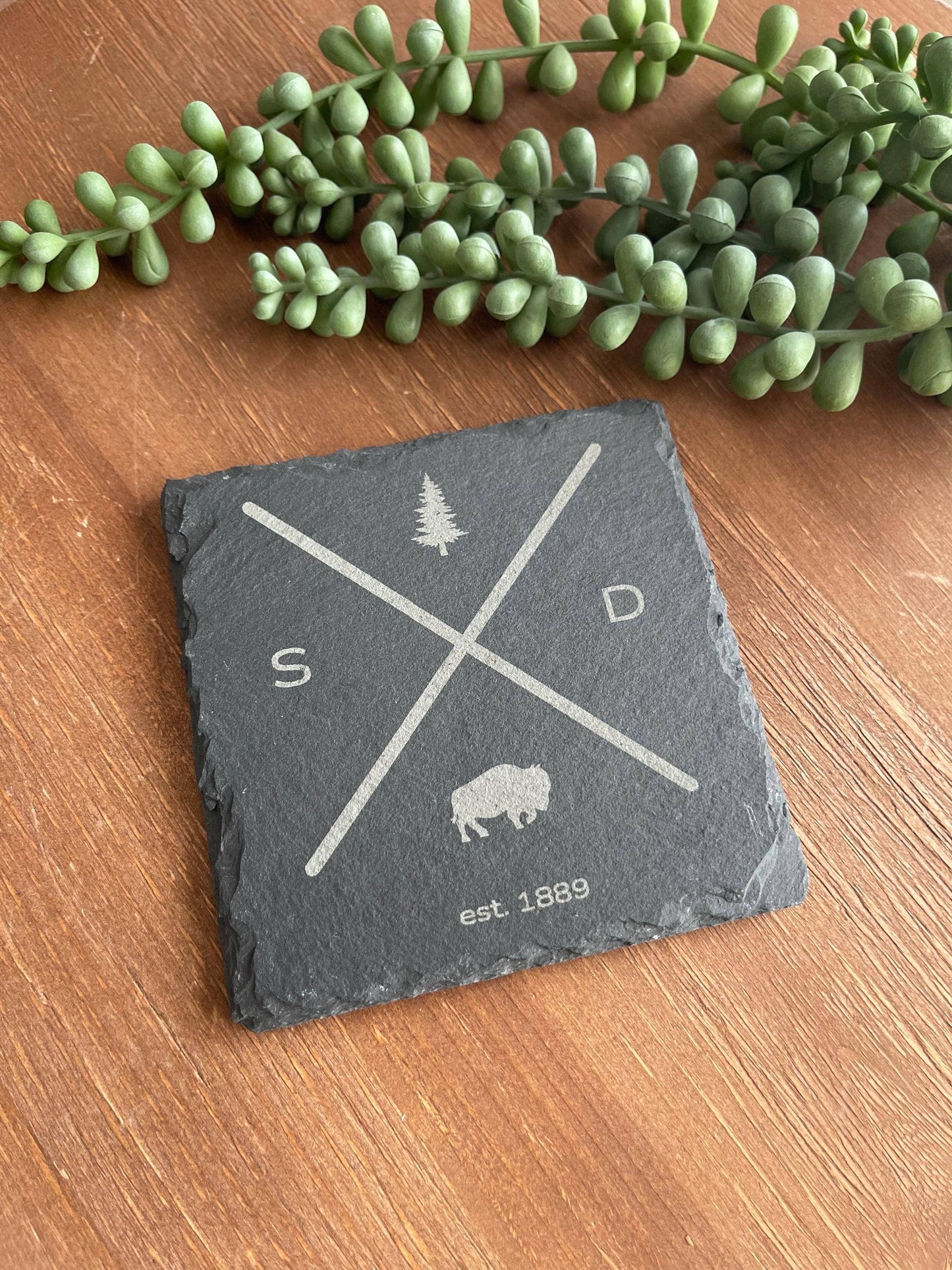 South Dakota Slate Coaster | Engraved Rock Coaster