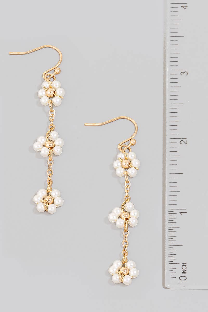 Pearl Flower Chain Dangle Earrings