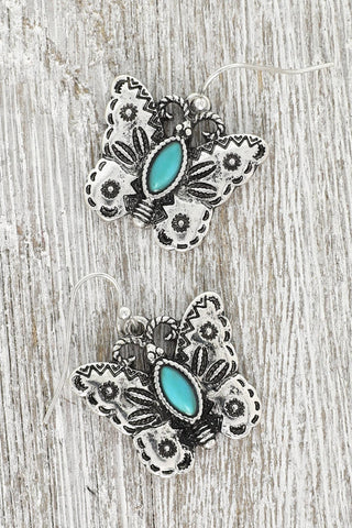Sophia collection Western Turquoise Butterfly Dangle Earrings