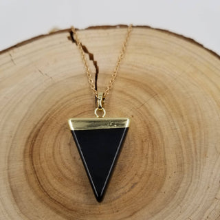 Natural Crystal Triangle Silver Plated Necklace