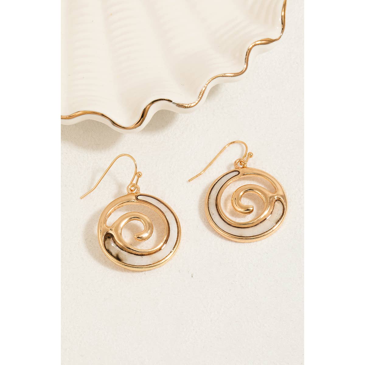 Seashell Swirl Hoop Dangle Earrings