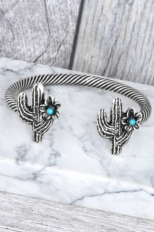 Turqoise Western Double Cactus Cable Cuff Bracelet