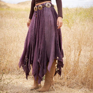 Boho Handkerchief Hem Patchwork Maxi Skirt