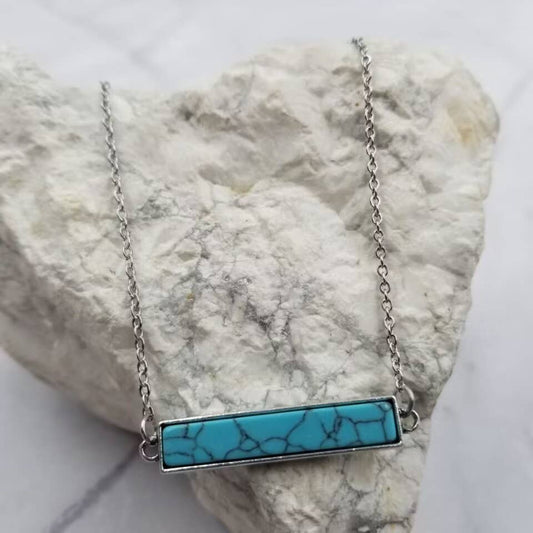 Simple Turquoise Bar Necklace