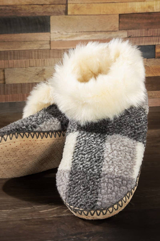 Buffalo Check and Fur Slippers