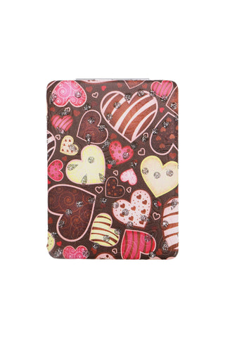 Valentine's Love Print Glitter Compact Mirror