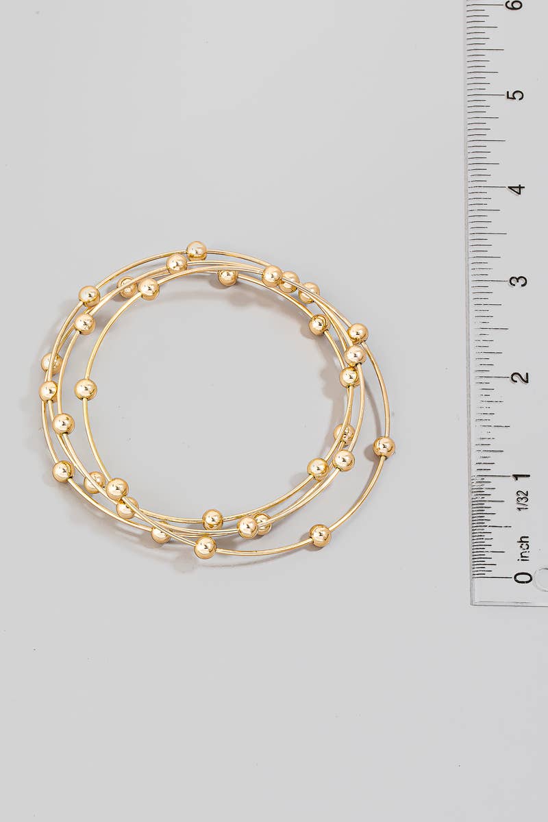 Multi Band Metallic Ball Bead Bangle Bracelet