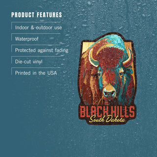 Vinyl Sticker Black Hills, South Dakota, Bison, Vivid