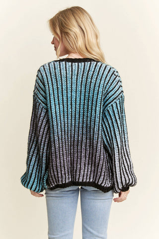 CLEARANCE MULTI COLOR OMBRE SWEATER CARDIGAN