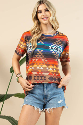 CLEARANCE AZTEC PRINT SHORT SLEEVE T-SHIRT