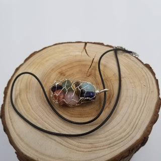 Wired String Bag Rainbow Crystal Necklace