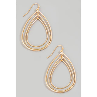 Layered Metallic Tear Dangle Earrings