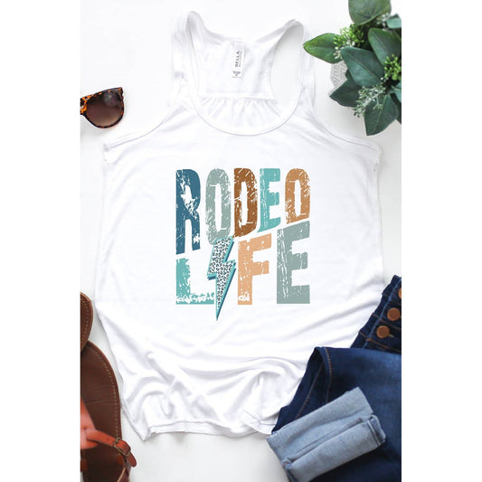 Rodeo Life Leopard Lightning Bolt Graphic Tank Top